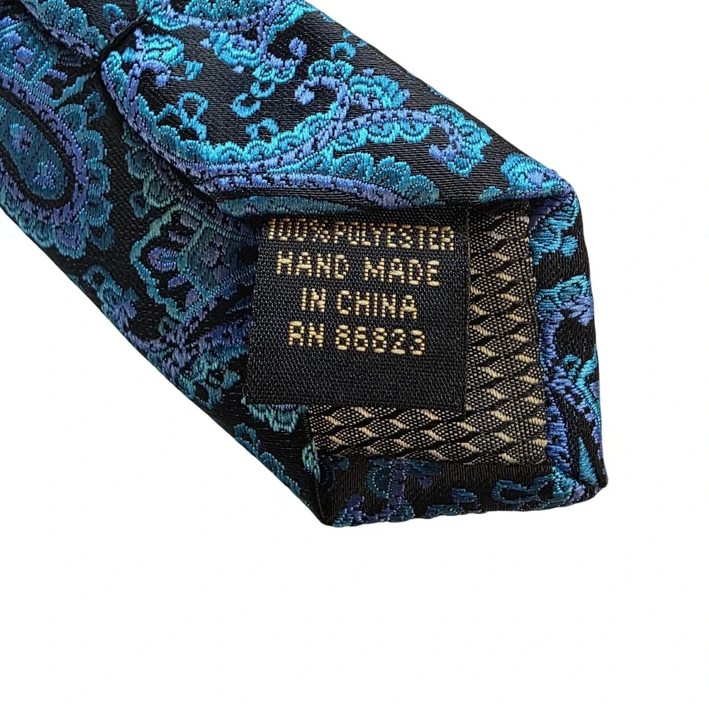 Valerio‎ Garati Paisley Neck Tie Blue Black Paisley Print Formal Mens